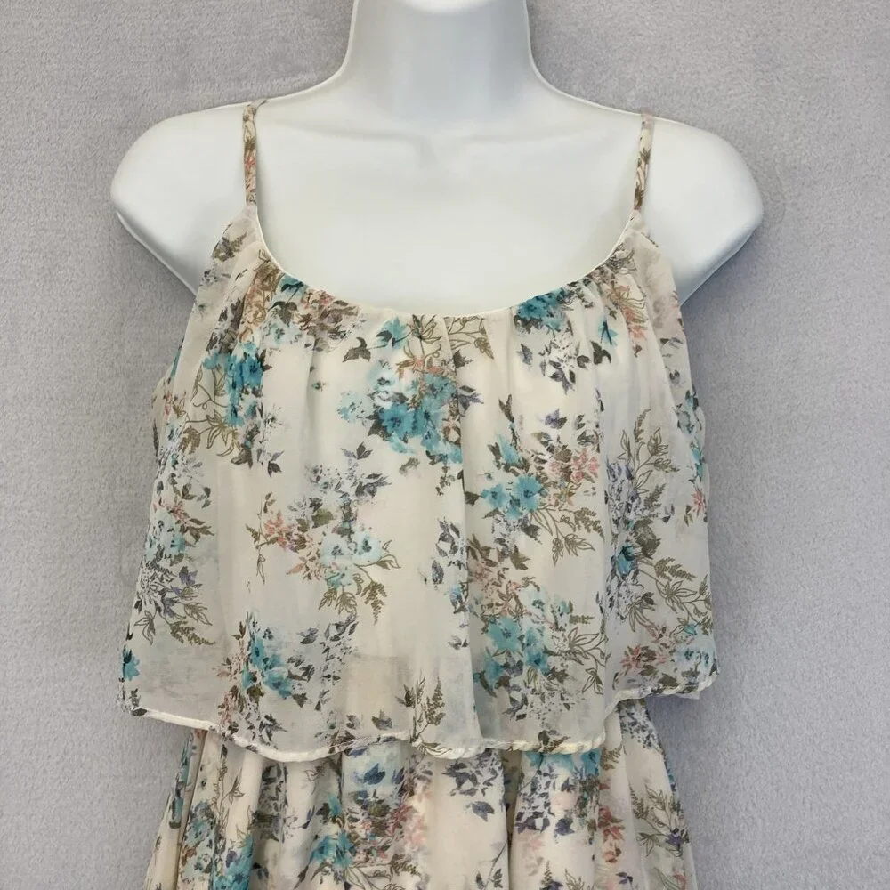 Disney‎ Cinderella Floral Maxi Dress Womens Medium Chiffon Sleeveless High Low